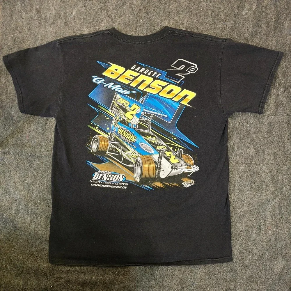 Gildan Garrett Benson Racing T-Shirt Mens Large Black Nathan Benson Motorsports